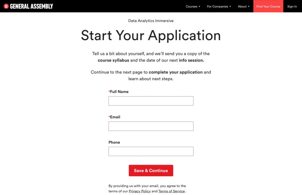 General Assembly Application Form