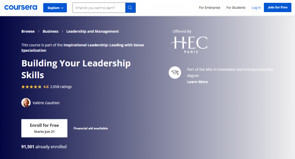 Building Your Leadership Skills on Coursera