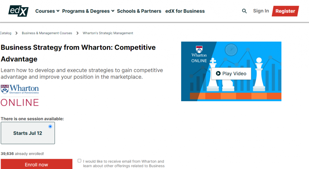 Business Strategy from Wharton Competitive Advantage from Edx