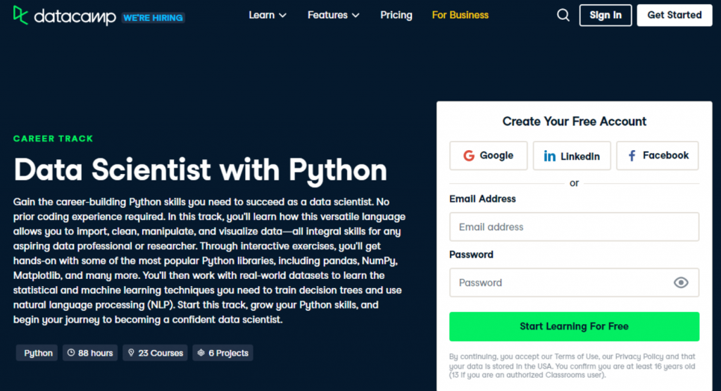 Data Scientists with Python by Datacamp