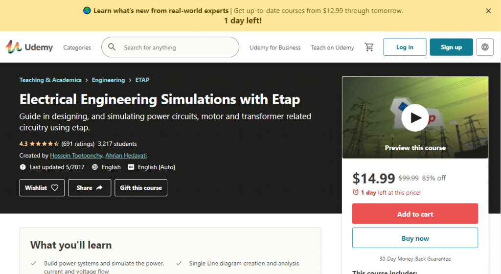 Electrical Engineering Simulations with Etap by Udemy