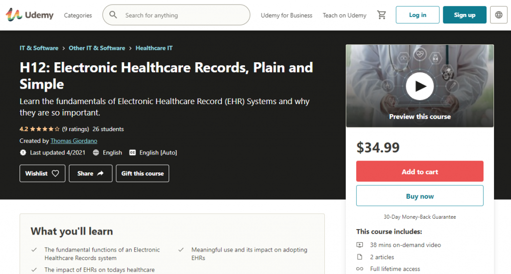Electronic Healthcare Records, Plain and Simple on Udemy