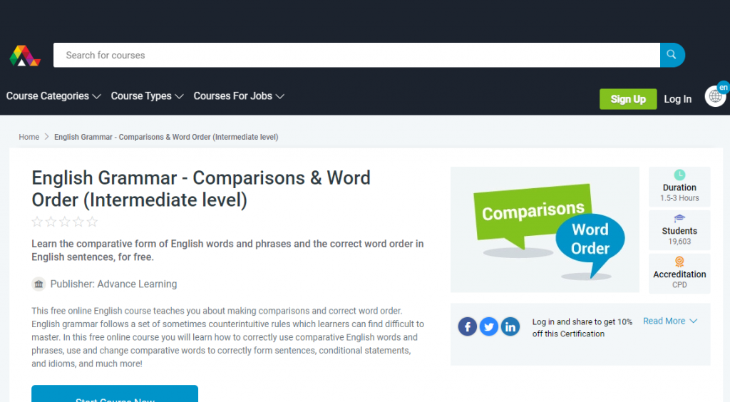 English Grammar-Comparisons and Word Order (Intermediate) by Alison