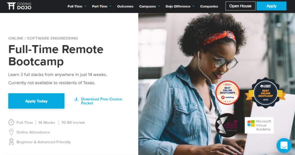 Full-Time Remote Software Engineering Bootcamp by Coding Dojo