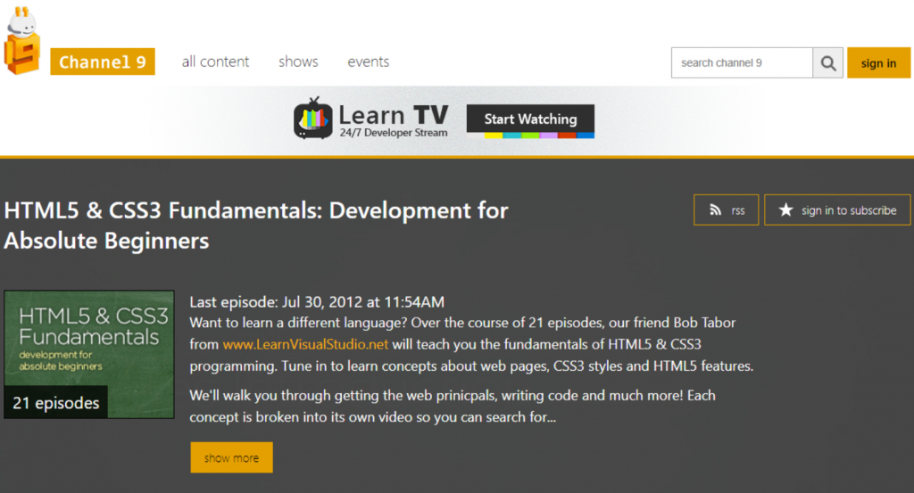HTML5 & CSS3 Fundamentals by Channel 9
