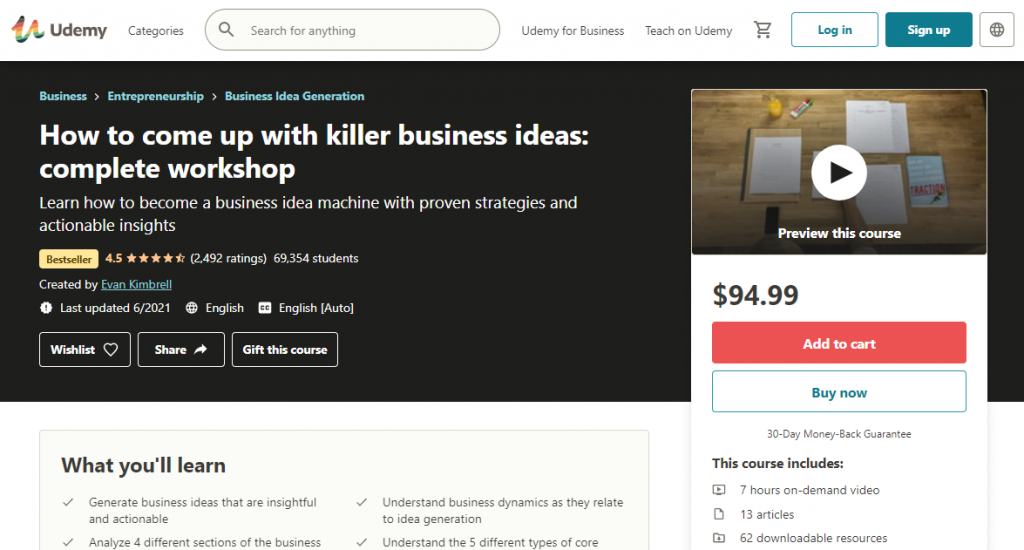 How to Come up With Killer Business Ideas on Udemy