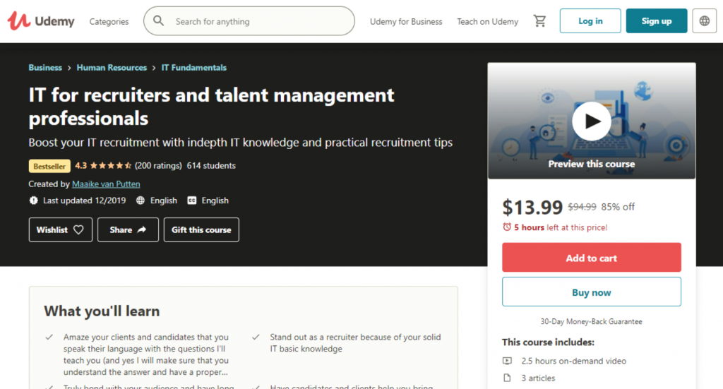 IT for Recruiters and Talent Management Professionals Udemy