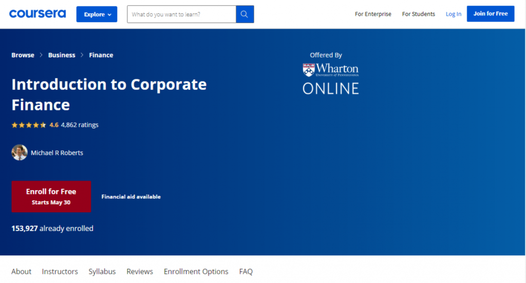 Introduction to Corporate Finance on Coursera (1)