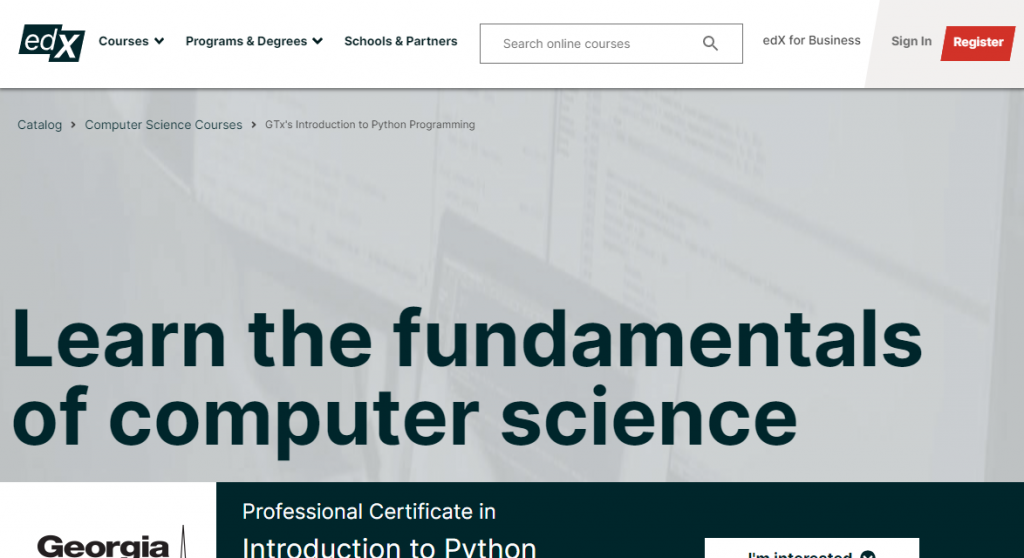 Introduction to Python Programming by the Georgia Institute of Technology on edX