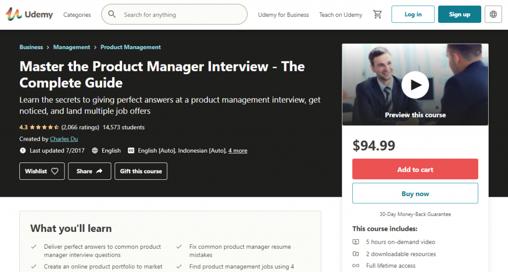 Master the Product Manager Interview - The Complete Guide by Udemy