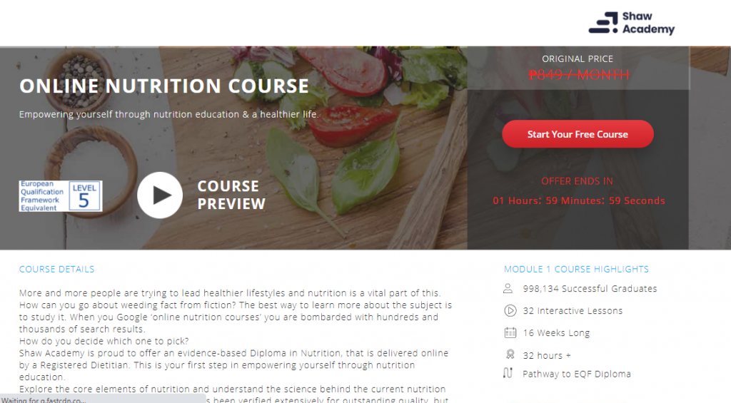 Nutrition Course at Shaw Academy