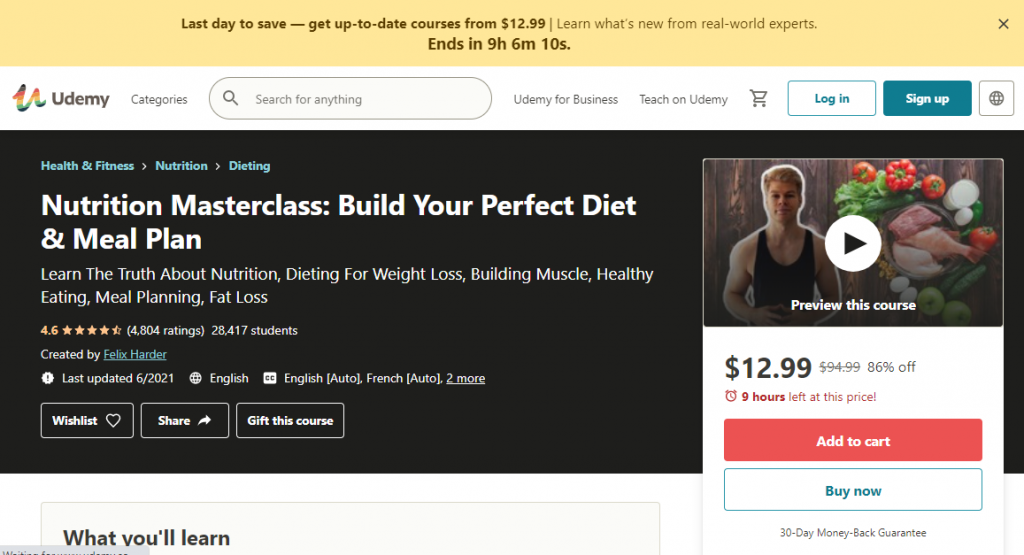 Nutrition MasterClass Build Your Perfect Diet and Meal Plan on Udemy