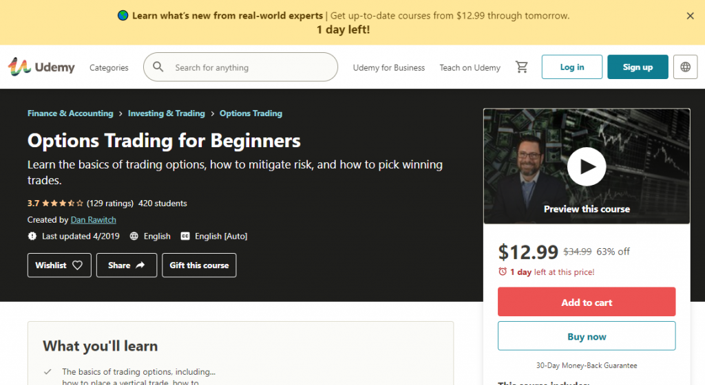 Options Trading for Beginners on Udemy