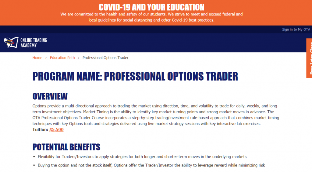 Professional Options Trader on Online Trading Academy