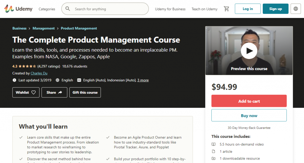 The Complete Product Management Course on Udemy