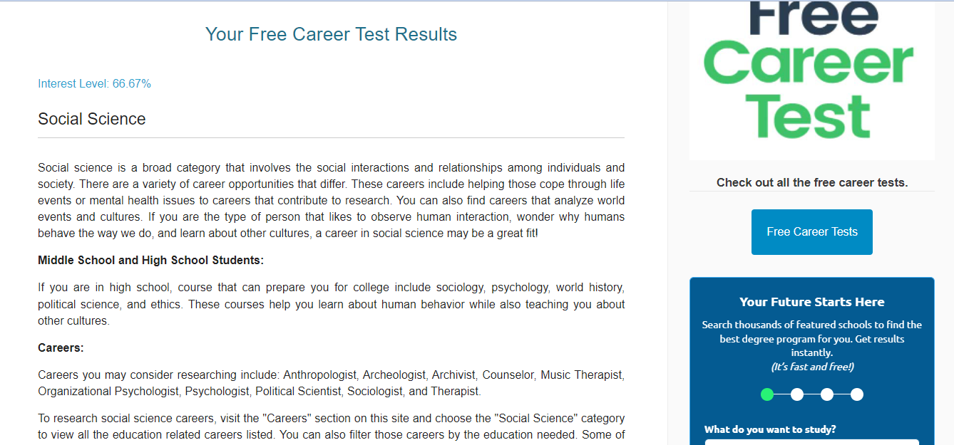 free career test two