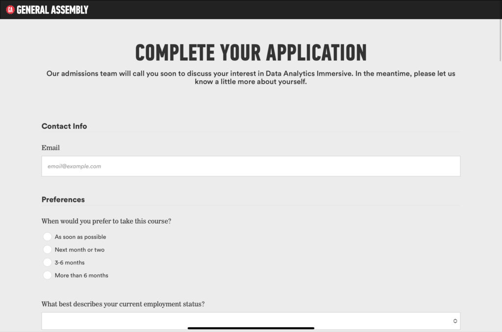 General Assembly Complete Application Form